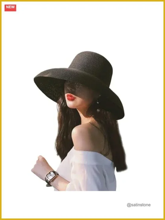 Wide Brim Foldable Straw Sun Hat UPF 50+ for Beach Travel