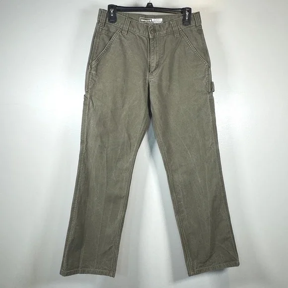 Carhartt Relaxed Fit Carpenter Pant 30x30 Actual L28.5 Green Duck Canvas Utility