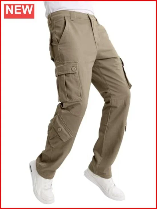 Multi-Pocket Cargo Pants with Drawstring Waist for Outdoor Work