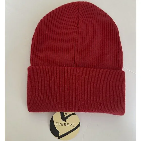 Evereve Womens Libby Ribbed Beanie Red Hat Harriet Isles New‎