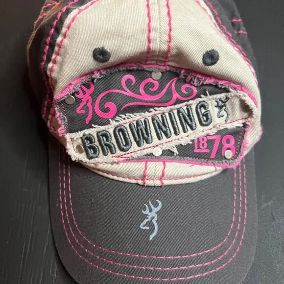 Browning‎ Women OS Grey Pink Tan Adjustable Cotton Hat