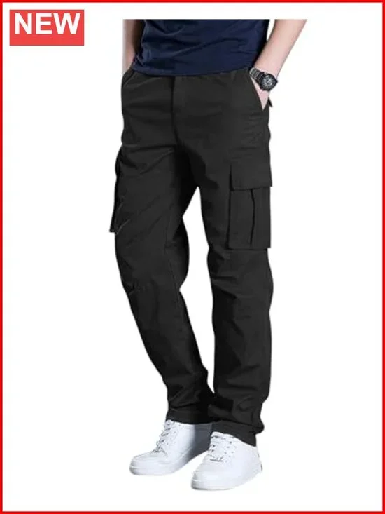 Men's Cargo Pants Stretch Sweatpants Elastic Drawstring Casual Workout Joggers