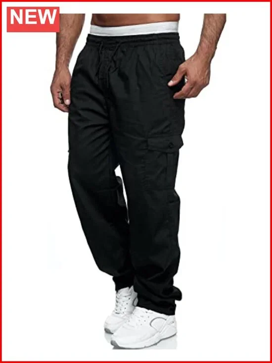Men's Cargo Pants Relaxed Fit Jogger Sweatpants with Pockets