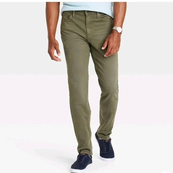 Goodthreads Mens Slim Green Olive Corduroy Pants