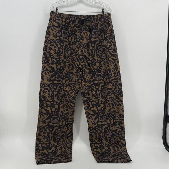 Vans Mens Baggy Tapered Elastic Waist Pants Brown Black‎ Abstract Print Size M
