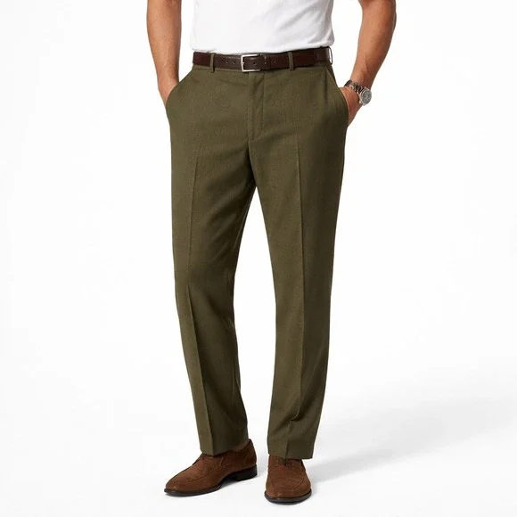 Wilke-Rodriguez Mens Brown Taupe Herringbone‎ Tencel Wool Dress Pants 40 Waist