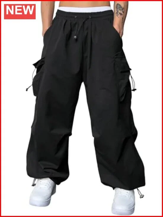 Men's Baggy Cargo Pants Parachute Joggers Streetwear Loose Fit
