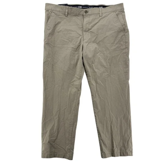 Chaps Pants Mens 42x30 Tan Straight Fit Stretch Seacoast Wash Casual Classic NWT