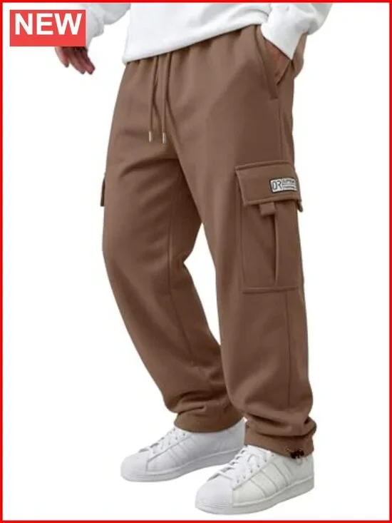 Men's Cargo Sweatpants Joggers Cotton Polyester Athletic Hiking Pants Drawstring