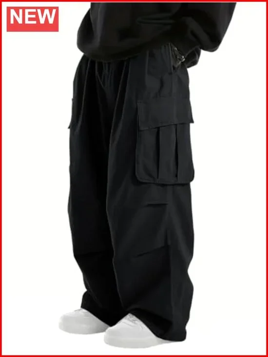 Baggy Cargo Pants Elastic Drawstring Parachute Joggers Hiking Pants with Pockets