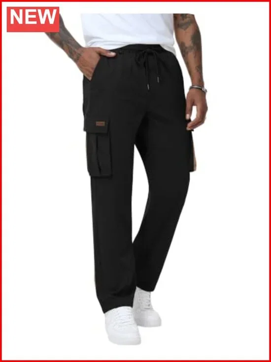 Lightweight Cargo Pants with Multi Pockets Drawstring Elastic Waist