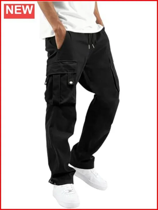 Relaxed Fit Stretch Cargo Pants with Elastic Waist
