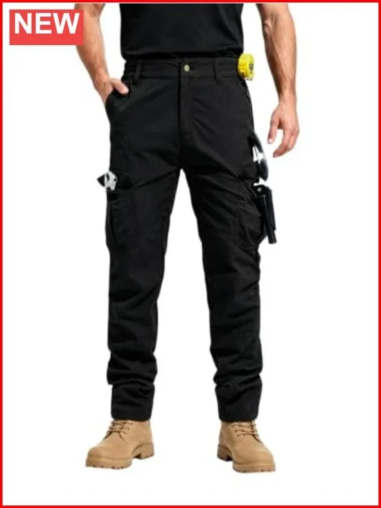 Men's Lightweight Ripstop Cargo Work Pants Elastic Waist Hiking Trousers 7