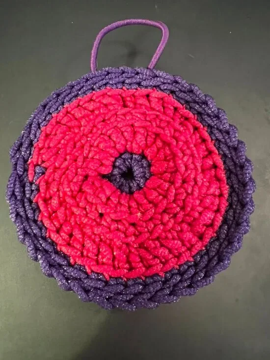 Body Exfoliator - Pink & Purple - Made w/Scrubology Yarn (Designed for dishes bu