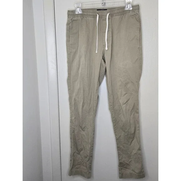 J.Crew Mercantile Flex Jogger Pants Mens Small Khaki Tan Elastic Waist Chinos