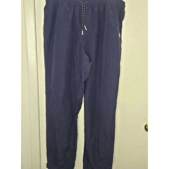 LL Bean Mens Supplex Nylon Pants Navy Blue Elastic Waist Hiking 516047 Large