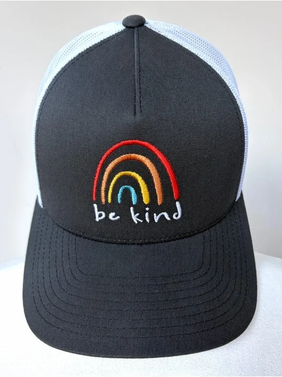 Trucker Hat / Baseball Cap with be kind Embroidered Rainbow