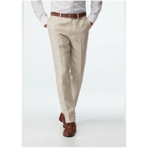 Joseph Abboud Beige Linen Chino Pants 34x31 Coastal Beach Summer Vacation Preppy
