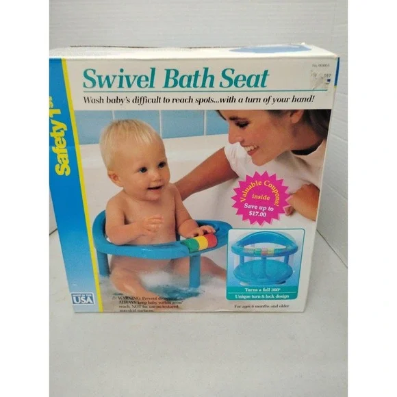 Vintage 1998 Safety 1st Baby Bath Tub Ring Chair Baby Seat Suction Cups Spin Y2K