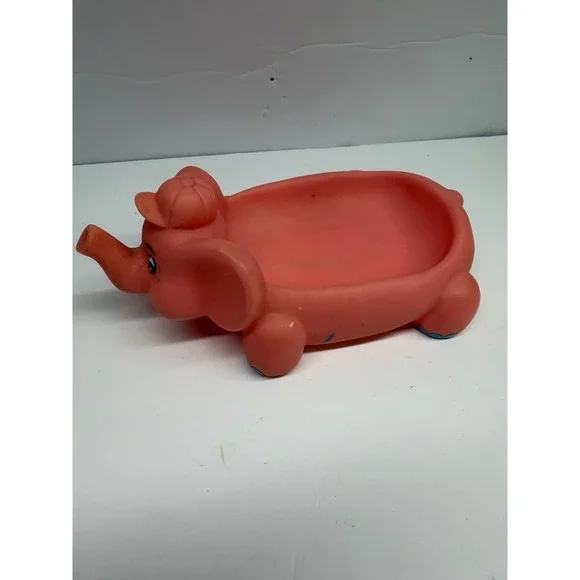 Vintage 1999 pHisoderm Kids Bar Pink Elephant Soap Dish Rubber Bath Toy Decor