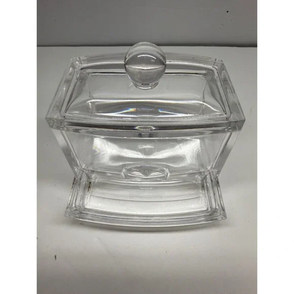Clear Acrylic Cotton Swab Dispenser Gravity Fed Q-Tip Holder Vanity Organizer