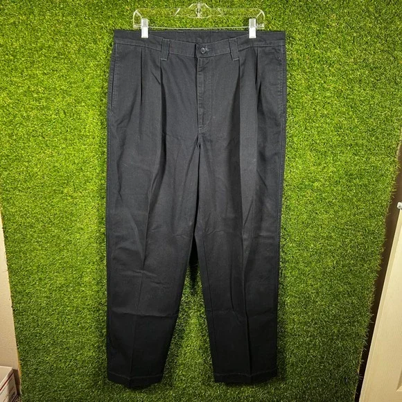 Polo Jeans Co Ralph‎ Lauren Mens 36x32 Navy Blue Pleated Cotton Chino Pants