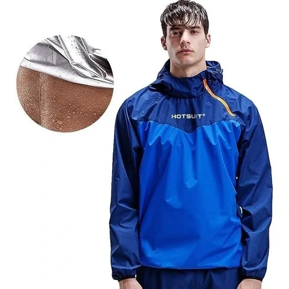 HOTSUIT Sauna Suit for Men's Sweat Sauna Blue Jacket Gym Workout Size 3XL