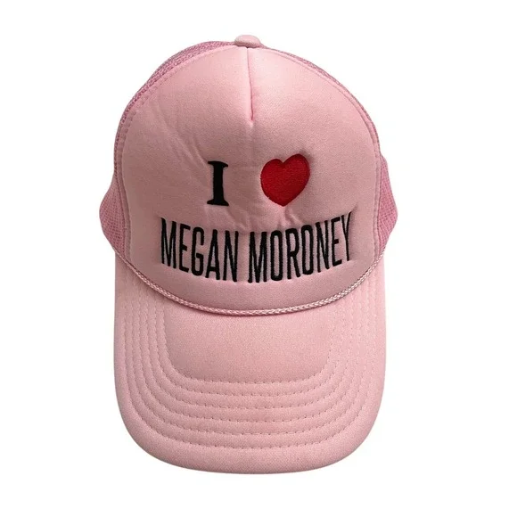 I Love Megan Moroney Emo Cowgirl Trucker Hat OSFM Pink Snapback Cap Tour Merch