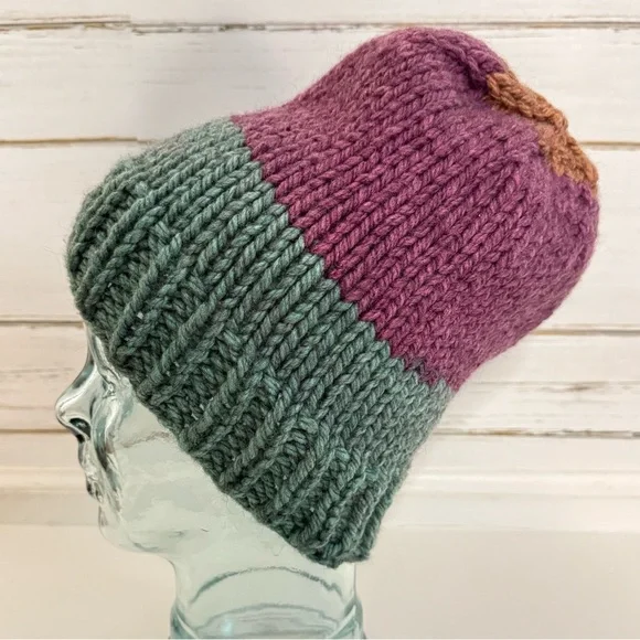Handmade Knit Beanie • Color Block • Cozy & Versatile