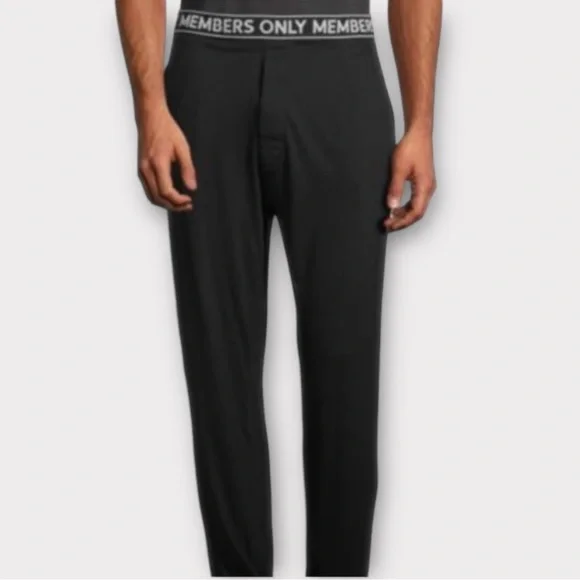 Members Only Men’s Pants Small Logo Button Fly Elastic Waistband Loungewear NWT