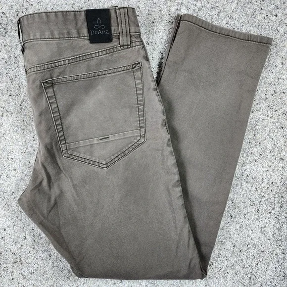 Prana Slim Fit Pants Mens 32 Brown Stretch Organic Cotton Blend Excellent