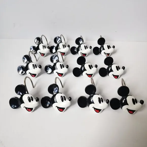 Disney Mickey Mouse Shower Curtain Hooks Set Of 12 Smiling Mickies