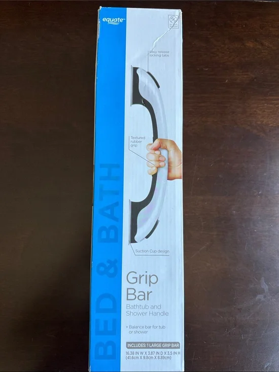 Equate Gray Suction Grip Bar - Bathtub & Shower Handle
