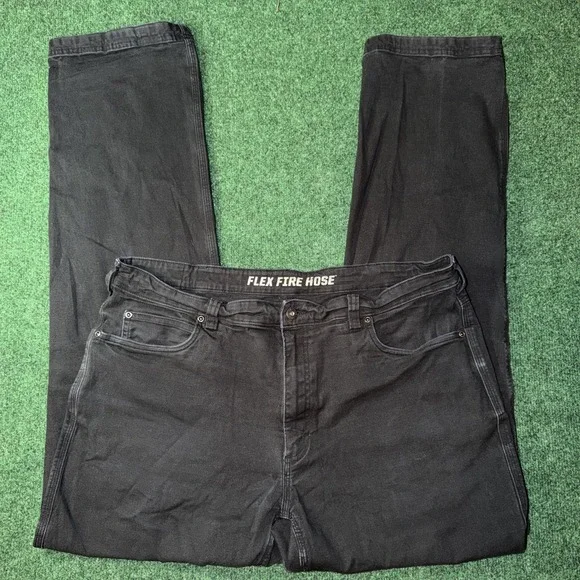 Duluth Trading Flex Fire Hose Pants Men 40x36 Black Workwear Stretch Relaxed Fit