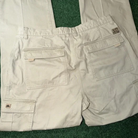 Vintage Quicksilver Cargo Pants Sz 34x31 Surf Skater Baggy Y2K Logo Wide