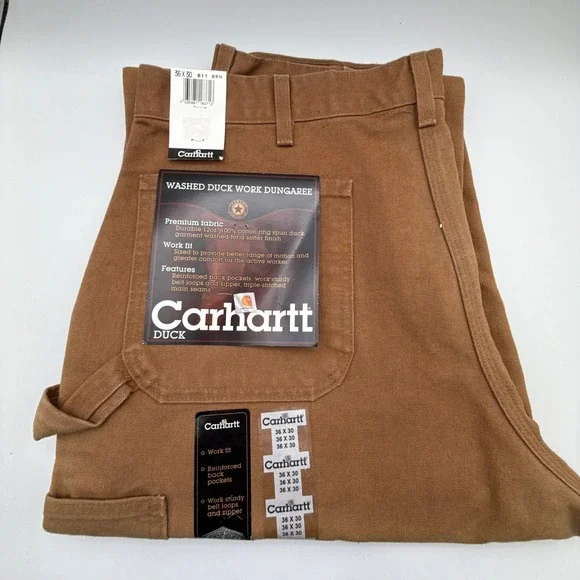 Carhartt Washed Duck Work‎ Dungaree Pants B11 BRN 36x30 Mens USA NOS NWT