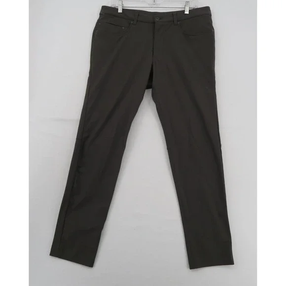Lululemon Commission Pant Slim Warpstreme 34 x 32 Dark Olive Brown Mens Trousers