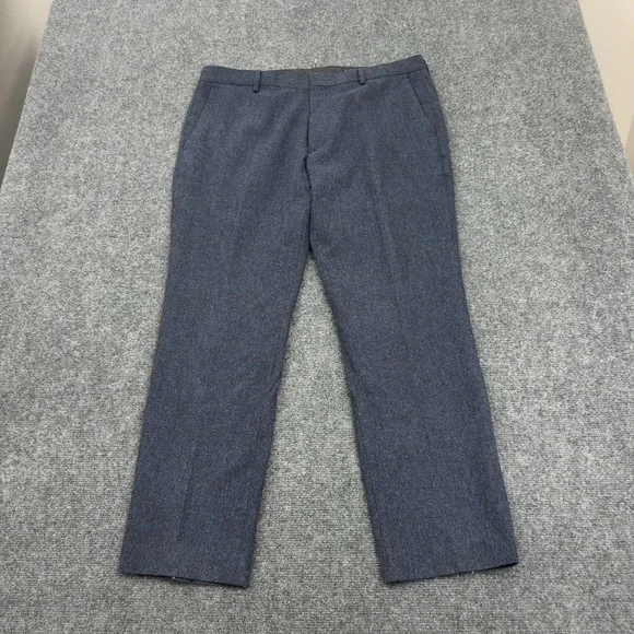 J Crew Thompson Dress Pants Mens 36x30 Blue Wool Blend Flat Front Professional
