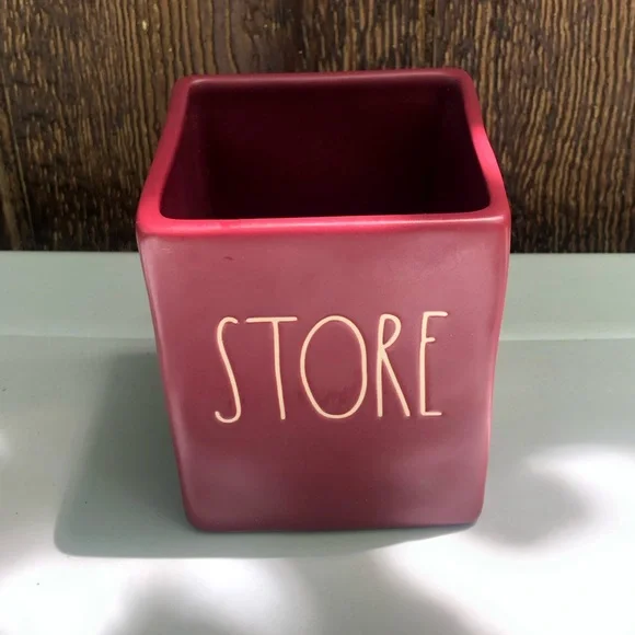 Rae Dunn burgundy ceramic container  