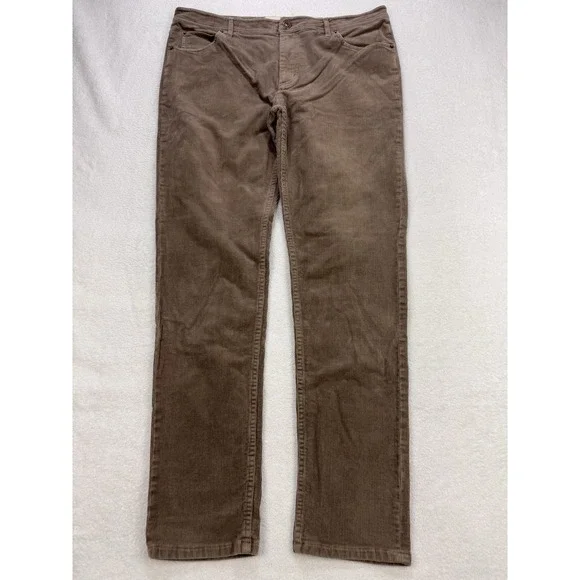 Normal Brand Corduroy Pants Men 34x34 Brown Straight Wale‎ Cord 5 Pocket