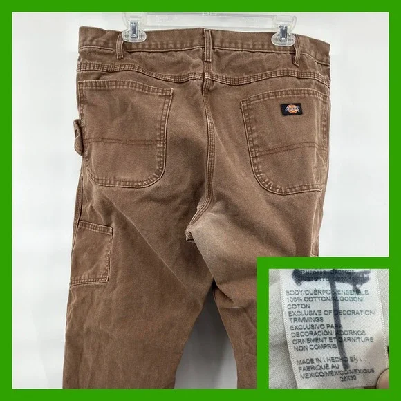 Vintage Dickies‎ Brown Carpenter Pants 38x30 Duck Canvas Workwear Baggy Skate