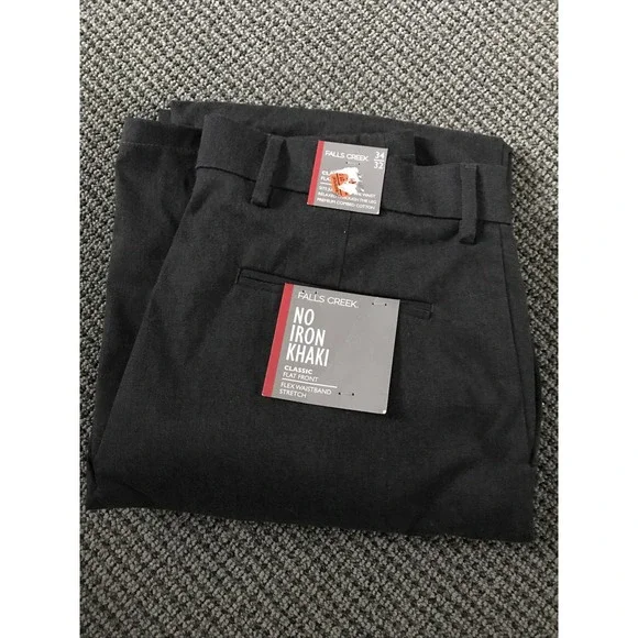 Falls‎ Creek NWT Mens No Iron Khaki Gray 34/32