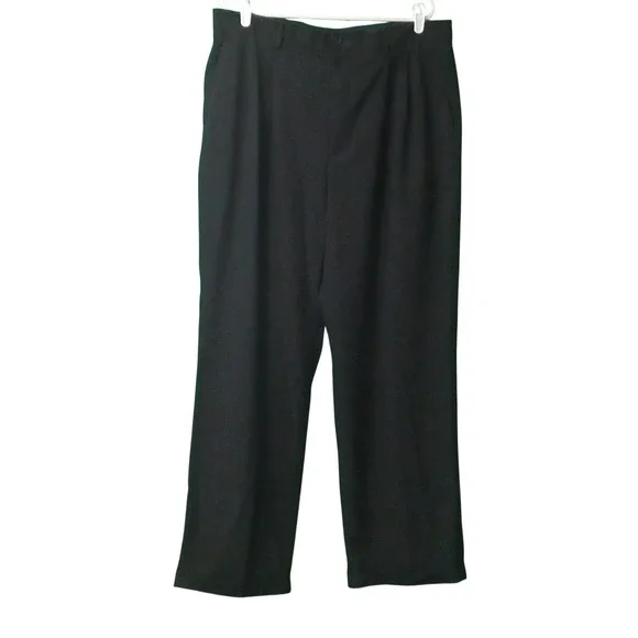 Claiborne Mens Black Pleated Dress Pants 38x32 Straight Leg MERU3116 Stretch‎