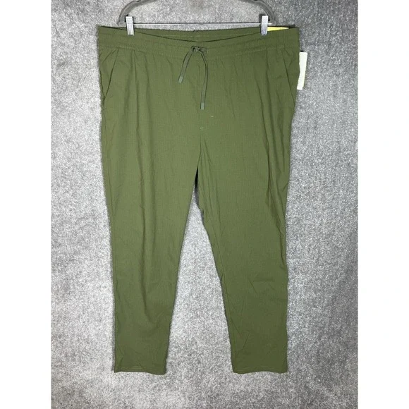 All In Motion Ripstop Pants Mens Size XL Green Stretch Drawstring Pockets UPF50+