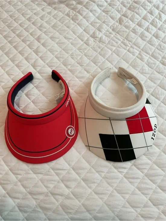 Izod Women’s Red and White Golf Visor Duo with Black Grid Accent
