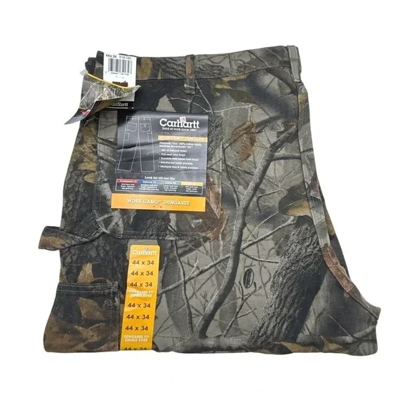Carhartt Work Camo Dungaree Fit Pants Mens 44X34 B158‎ CMO Camo NWT Hardwoods