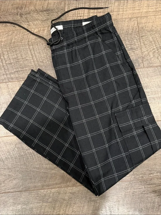 Men's Pacsun Black Windowpane Cargo Pants - Baggy