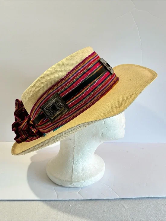 Mexico Straw Cowboy Hat Southwestern Serape Boho Western Festival Rancher L