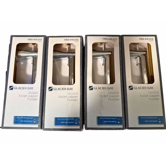 Lot of 4 Glacier Bay Treyburn Toilet Paper Holders Chrome BZ431000CP New