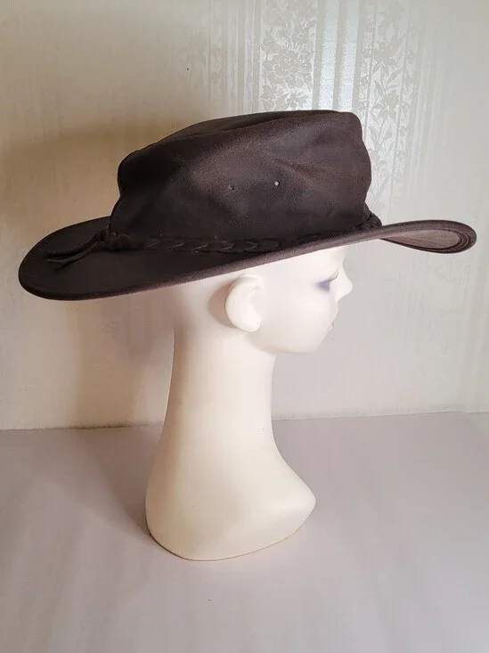 Minnetonka Brown Leather Fold Up Hat